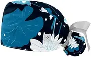 [YTYVAGT] 2-Pc,Gourd-Shaped Working Cap,Fisherman Hat with Buttons and Cotton Sweatband,Animal Frog Blue Leaf Pattern