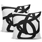 Home Set of 2 Pillow Case Black White Abstract Art Modern Throw Pillow Covers