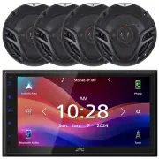 JVC KW-M695BW Single-DIN Bluetooth MP3 Receiver, 4x 6.5" 350W Max 3-Way Speakers