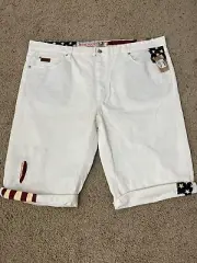 Winchester Men's 44White Denim Shorts Patchwork Stars Stripes Flag New w Tags
