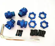 Aluminium Widen 17MM Splined Wheel Hubs and Hex Nuts for 1/10 Traxxas E-REVO REVO Summit Blue