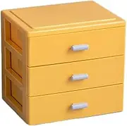 Stackable Plastic Drawer Unit Storage Box Chest Organizer for Wardrobe Bathroom Makeup Yellow 3 Tier