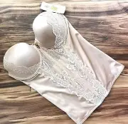 Cassandra Intimates Strapless Corset Bustier Bra Beige Size 32C 30533 No STRAPS