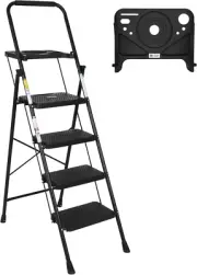 4-Step Ladder, 800 LBS Capacity Folding Step Stool – Anti-Slip Wide Steps & Hand