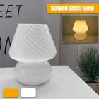 USB Glass Striped Mushroom Table Lamp Dimmable 2200/3000/5000K Beside Lamp .t