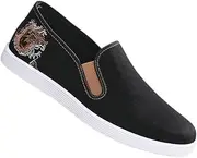 [GHAKKE] Men's Chinese Style Embroidered Flat Shoes Comfort Boat Shoes Casual Slip-on Loafers Lightweight Kung Fu Tai Chi Shoes Non-Slip Walking Shoes Fashion Sneakers