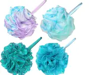 4PCS Mermaid Loofah Sponge Bath Puff Soft Ball Body Exfoliate Wash Shower Sponge