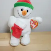 Ty Beanie Baby - STOCKINGS The Snowman 6" Stuffed Plush New MWMT's