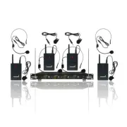 VHF Wireless Microphone System 4CH Headset Lavalier Bodypacks Church Microphones