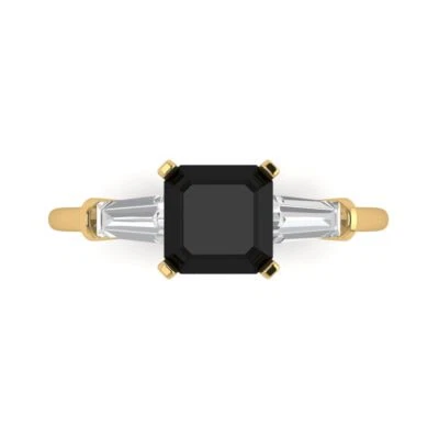1.62Ct Square Emerald Cut VVS1 Natural Onyx Solid 14K/18K Gold Engagement Ring