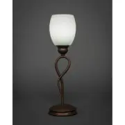 Toltec Leaf Mini Table Lamp, Bronze, 5" White Linen Glass - 35-BRZ-615