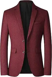 [Aosufei] Men's Comfort Casual Wedding Party Suit Jacket Lightweight Solid Dress Blazer Suits Stylish Business Tuxedo Jacket, Red6, Medium