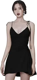 [GOODLUKE] Women Sling Dress, Elegant Bare Shoulder V-Neck Dress for Wedding Party Cocktail Prom Night Club Garden Reception