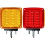 LED Pedestal Lights Amber/Red Double Face 39 LED Turn Signal Light stud mount...