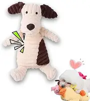 Durable Squeaky Plush Dog Toy, Soft Chew Toy for Chewers, Ideal for Small and Extra Small Puppies,Adorable Animal Desgin, for Teething, Interactive Training, and Less Mess. Perfect for Cuddling (Dog)