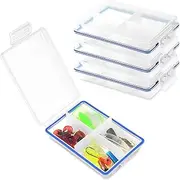 4 Pcs Mini Waterproof Tackle Organizer - Small Fly Fishing Box with Dividers for Hooks, Flies, Beads & Lures