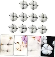 ETHZZLE 1 Pack 10pcs Christmas Cotton Balls Fake Cotton Dried Branch Cotton Christmas Tree Decorations Christmas Floral Picks Farmhouse Cotton Arrangement White