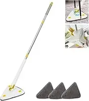 360 Triangle Mop Rotatable Adjustable Mop Floor Wall Car Cleaning Tool (Mop+3 Extra Pads)