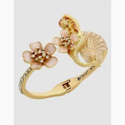 Betsey Johnson Bracelet Shell Yeah Mermaid Hinge Bangle Seashell Crystal Enamel