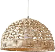 Fenteer Rattan Lampshade Rattan Basket Chandelier Lamp Shade Woven Lampshade Weaved Wicker Pendant Light Cover for Teahouse Dining Room Cafe Bedroom