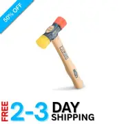 12 oz Rubber Mallet - Double-Face Hammer with Soft/Hard Tips & Hickory Handle