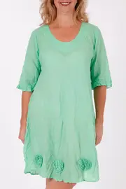 3/4 Slv Ruffle Emb Hem Tunic--NAM-G12-M-S13