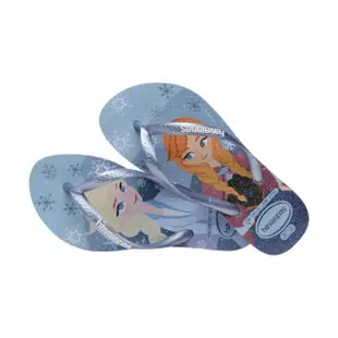 【havaianas 哈瓦仕】拖鞋 童鞋 迪士尼 冰雪奇緣 艾莎 安娜 Kids Slim Princess 藍 4123328-5020K(哈瓦士)