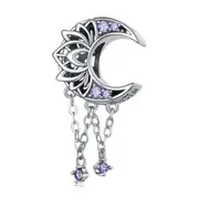 Dream Catcher Lotus Flower Charm Bead With Purple Cubic Zirconia Genuine 925 Sterling Silver Compatible With Pandora Bracelets