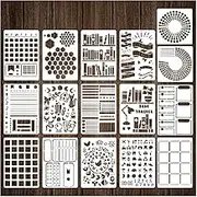 16 Pieces Journal Stencils for Dotted Journals Supplies, Happy Planner Stencils for Journaling DIY Drawing Templates Accessories Kit for Notebook Cards Scrapbook (16 Journal)