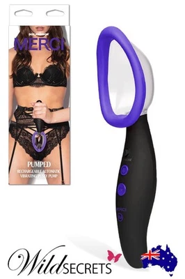NEW Doc Johnson Merci Pumped 9.25 inch Vibrating Automatic Female Pump, Sex Toy