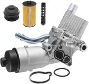 Engine Oil Cooler Filter Housing Assembly Adapter with Gasket, Filter Insert, Cap Fit for 2011-2021 Chevy Cruze Sonic Trax,for Buick Encore 1.4L Turbo Replace 55566784 918-428 55565388 88179-91400