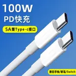 雙TYPE-C接頭 PD100W充電線 手機超級快充線 筆電充電線