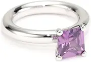 [Giorgio Martello] Stackable Ring in Sterling Silver with Rhodium and Square Amethyst Cubic Zirconium Ring