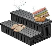 Marudina Hot Tub Steps with Removable Fabric Cover - Heavy Duty HDPE Spa Stairs with Storage, Non-Slip, Waterproof & Easy to Clean–All-Weather Steps for SPA, RV, Pool or Porch