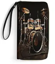 [BFGWK] Large Wallet Novelty Drum Set Printing Long Wallet With Zipper Leather Wallet Suitable For Both Men And Women, style, 19.7x10.5cm