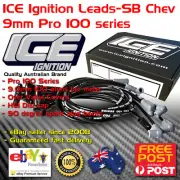 ICE PRO 100 9mm Spark Plug Leads V8 SB CHEV 327 350 Over R/Cover HEI Cap Black