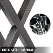 Set of 2 Steel Table Legs, 28'Height 24'Wide Dining Table Legs, Heavy Duty 3.1" Square Box Section X Frame Table Legs, 28x24x3.1 Inch Original Color Industrial Country Style Metal Dining Legs