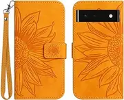 Case for Google Pixel 6 Pro, Wallet Case with Credit Card Holder Slots Kickstand Flip Folio Leather Magnetic Wallet Case for Google Pixel 6 Pro-Orange Yellow