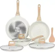 Nonstick Ceramic Frying Pans Skillets Set with Lids, Compatible with All Stoveto