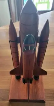 Wooden Space Shuttle Mahogany Wood Model Desktop NASA Spaceship Spacecraft