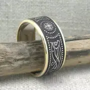 Sterling Silver Celtic Warrior Shield Wedding Ring 10K Trim Irish BORU 9.5 or 12