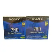 (Two Packs) Brand New & Sealed Sony 2HD 1.44 MB 3.5'' Diskettes Disks 10 Pack