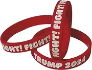 3 Pack TRUMP 2024 FIGHT! FIGHT! FIGHT! Debossed Rubber Bracelets - Quality Thick Silicone Wristbands