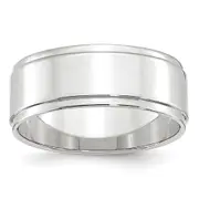 Solid 18K White Gold 8mm Flat with Step Edge Men's/Women's Wedding Band Ring Size 6.5