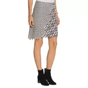 3.1 Phillip Lim Asymmetric Patchwork White Floral Lace Zip Pencil Skirt Size 2