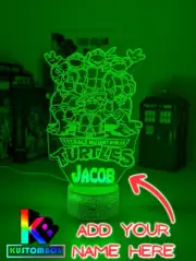 NINJA TURTLES PERSONALISED NAME 3D LED Night Light 7 Colour Change Room Lamp