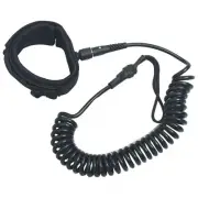 Coiled SUP Leash Black 10 Inch Paddle Board Safety Rope Flexible Tangle Free