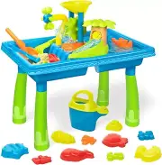 2 in 1 Kids Sand and Water Play Table Toy Set, Indoor Outdoor Bench Sandpit Swim