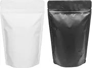 Ozchillon100pcs Black White Stand-Up Bags Matte Heat Seal Pouch Smell Proof Zipper Baggies Resealable Food Storage Packaging for Food,Coffee,Bean (White, 16x24cm)