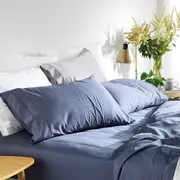 MyHouse Riley Bamboo Cotton Bed Sheet Set Midnight Blue Bamboo/Cotton - Midnight Blue - Double